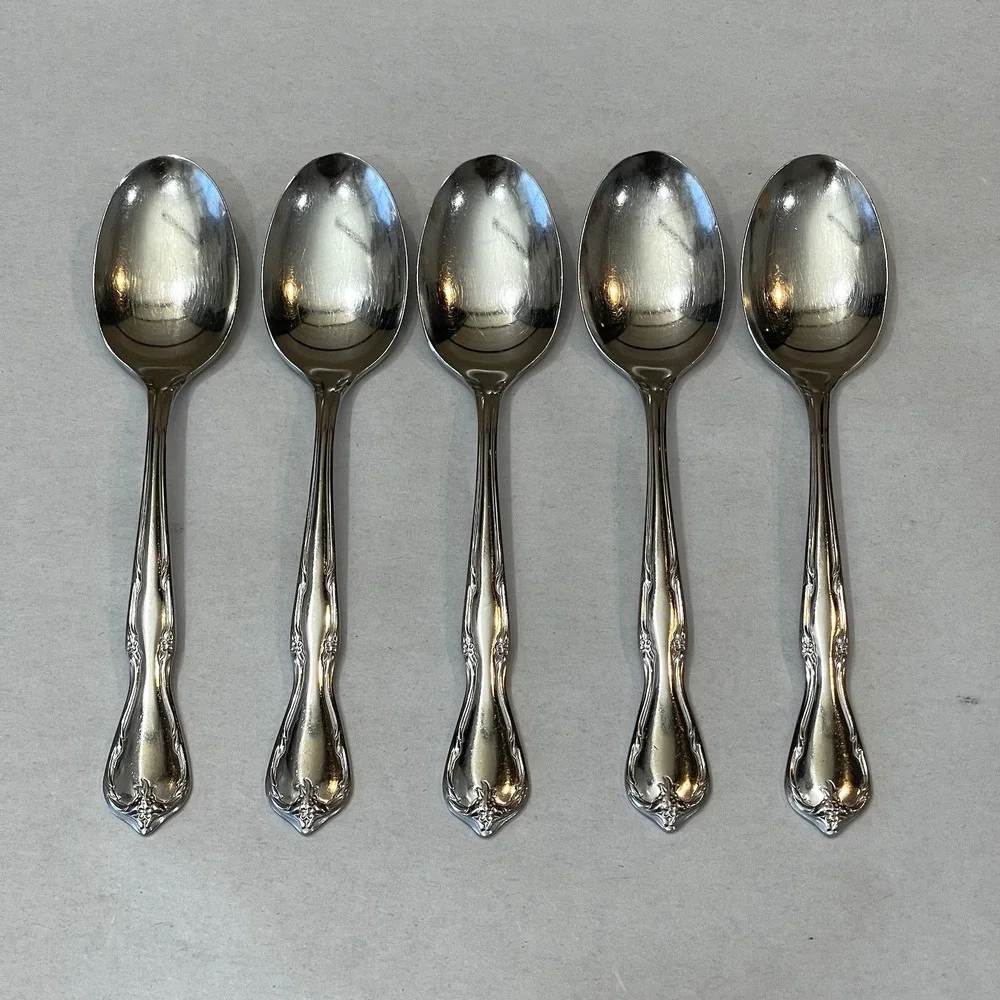 5 Insico International Silver Stainless Teaspoons Victorian Charm Embassador